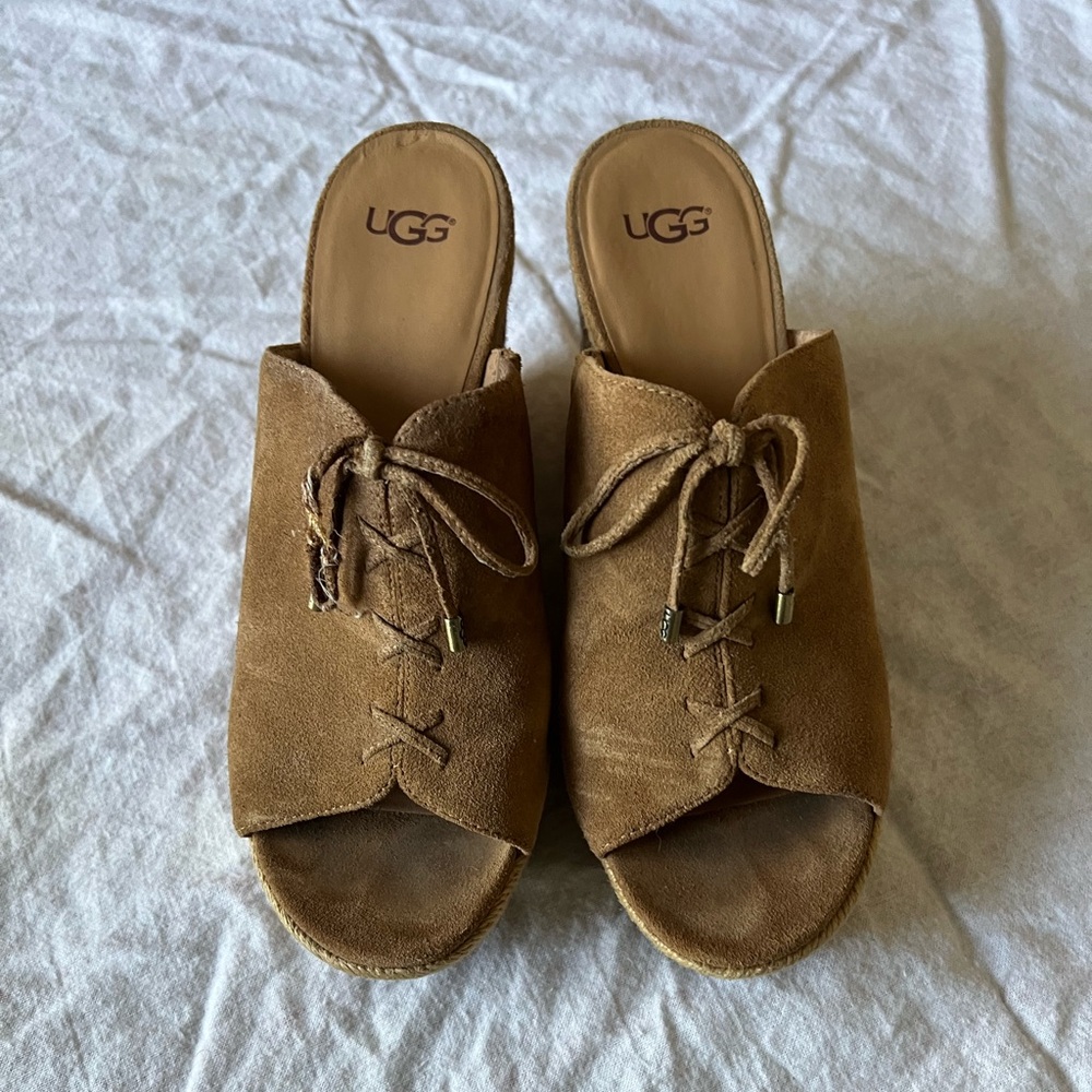 UGG Women's Brown Suede Slide Sandals - Picture 4 of 11